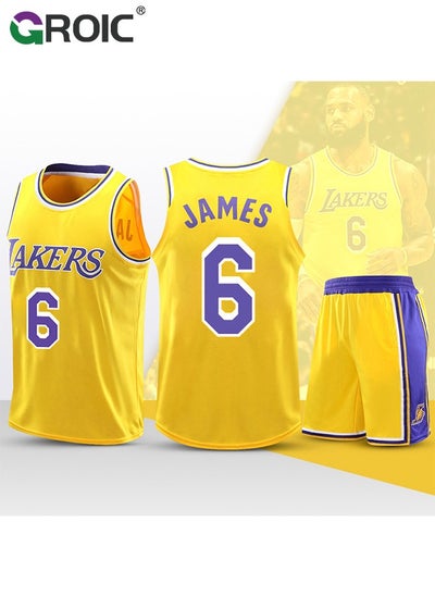 Buy Basketball Jersey, Lebron James Jersey 6# Basketball T Shirt and Shorts, Basketball Jersey Shirt for Adults, Basketball Suits, Basketball Jersey Set, Suitable for 175-180CM in Saudi Arabia