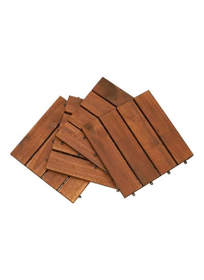 Buy Hometaste Wooden Decking Tiles - Interlocking Wood Flooring For Garden Pathways, Patios, Durable Wood Tiles For Outdoor And Indoor Use (Style_2, 15_Pieces) in UAE