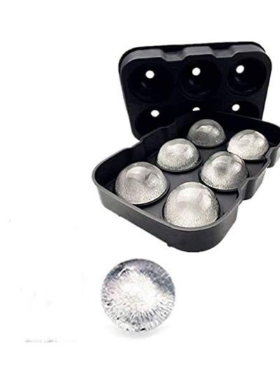 Buy Goolsky Silicone Ice Cube Trays Round Ice Cube Mold Spheres Ice Ball Maker (6 Round Ice Ball Black) in UAE