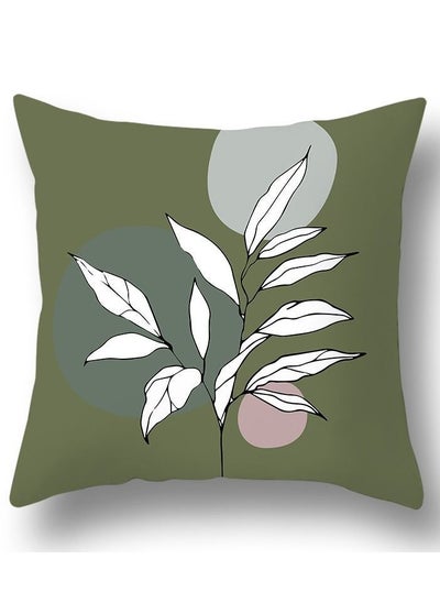 Buy Green botanical abstract geometric print pillowcase pillow cover 45*45cm in UAE