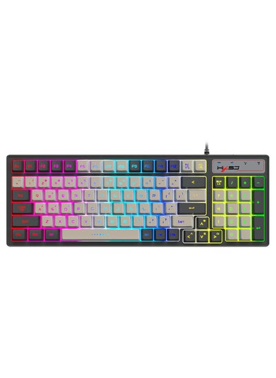 اشتري V600 Gaming Keyboard RGB Backlit Two Color Injection Molding Keycap Gray And Black Color Matching Wired Keyboard في الامارات