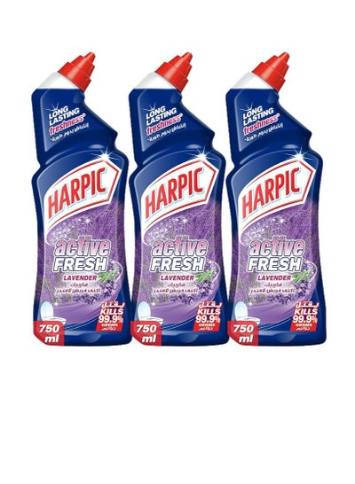 Buy Harpic Toilet Cleaner Liquid Active Fresh Lavender, 750ml, Pack of 3 in Saudi Arabia