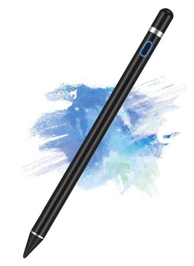 Buy Active Stylus Pen for Android,iOS, iPad/iPad 2/New iPad 3/iPad4/iPad Pro/iPad Mini/iPad Mini 2/3 /4 and Most Tablet,1.5mm Fine Point Rechargeable Digital Stylus Pen（Black in UAE