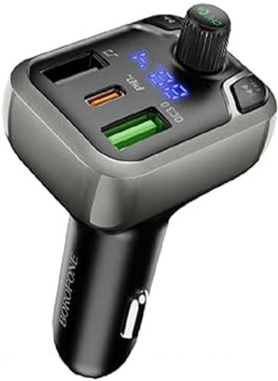 اشتري Borofone BC38 Flash Energy PD20W+QC3.0 car BT FM transmitter - black, USB في مصر