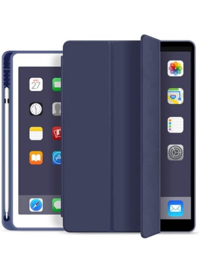 Buy Soft Smart Case with Pencil Holder Foldable Stand Compatible with iPad 10.2 Inch 9th / 8th / 7th Generation 2021/2020 / 2019, iPad Air 3rd Generation, iPad Pro 10.5 Inch (Deep Navy Blue) in UAE