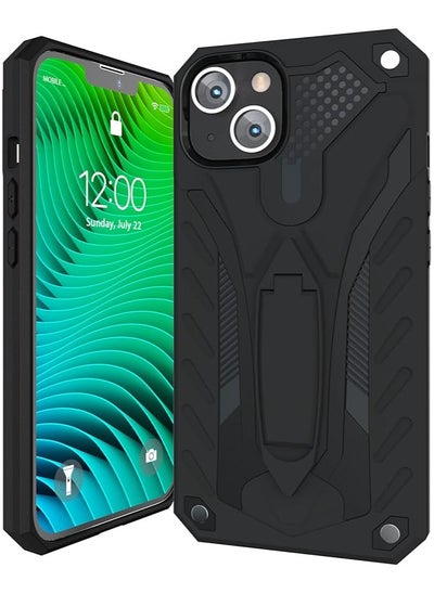 Buy iPhone 13 Premium Armor Case Built-In Kickstand - Military-Grade Shockproof Protective Cover with Reinforced Corners (Black) in UAE