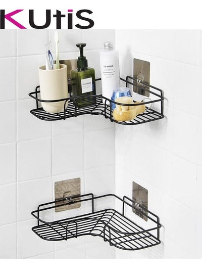 Buy 2-Piece Bathroom Shelf Shower Shampoo Soap Organizer Wall Mounts Storage Rack in UAE