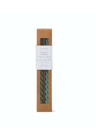 اشتري Cypress & Fir Twisted Tapers Evergreen Green - 2 Pack في الامارات