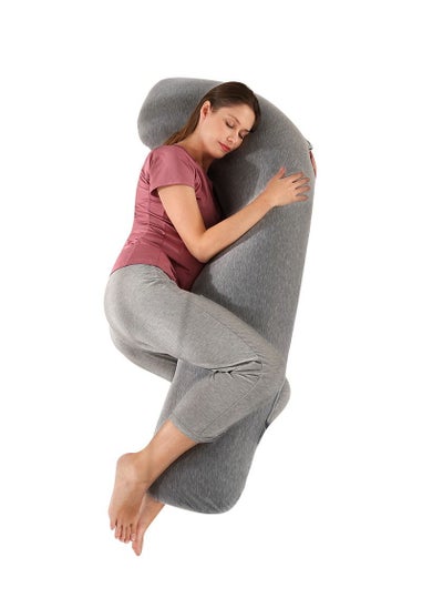 Buy Pregnancy Pillow J-Shaped Body Pillow Full Body Pregnancy Pillow Maternity Pillow Pregnancy Essentials Side Sleeper Pillow Nursing Grey in UAE