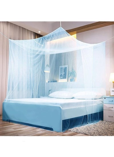 اشتري Rectangular Mosquito Net for Single Queen King Size Beds or Outdoor Polyester Blue في السعودية