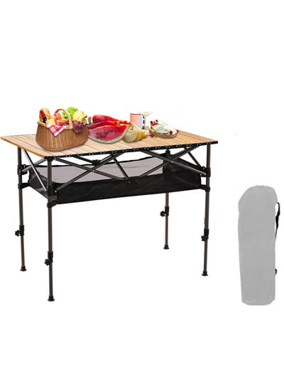 Buy Height Adjustable Lightweight Portable Folding Roll Up Grill Camp Table with Carrying Bag for Beach Camping Picnic Fishing BBQ in Saudi Arabia