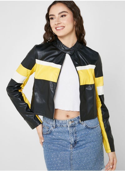 Buy Colorblock Motorcycle Jacket in Saudi Arabia