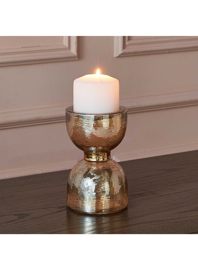 Buy Tagus Lustre Glass Pillar Candleholder with Steel Ring 10 x 18 x 10 cm in UAE