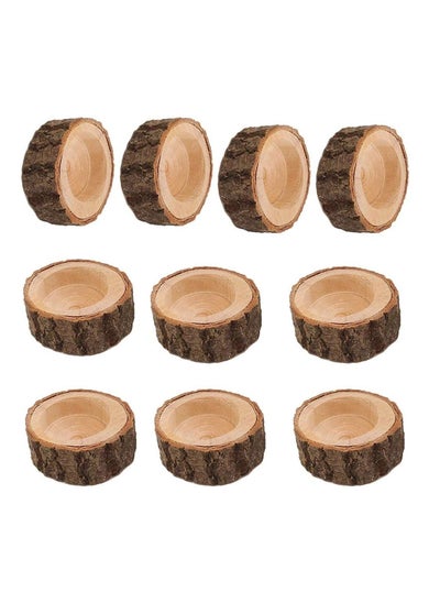 اشتري Wooden Tea Light Candle Holders Rustic Wood Votive Candle Holder Set for Wedding Centerpieces for Table Halloween Party Day Home Decoration 10 PCS 2.16Wx0.98H في الامارات