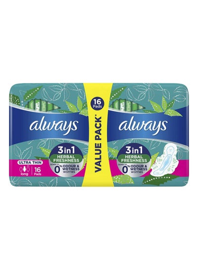 Buy Always Ultra Thin 3 *1 Herbal Freshness Long Sanitary Pads - 16 Pieces in Egypt