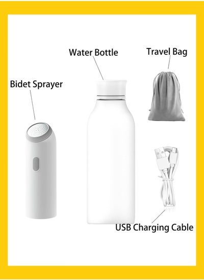 Buy Premium Portable Handheld Bidet Shattaf Sprayer for Travel, 4 Spray Modes, USB Rechargeable Waterproof Electric Pocket Bidet Sprayer Mini Toilet Shower Head with Bottle for Personal Hygiene in UAE