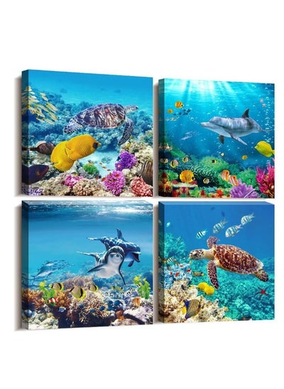 Buy 4-piece tableau made of velor printed in the shape of the deep sea in Egypt