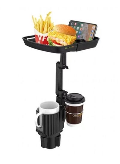 Buy The upgraded car dining table is equipped with 2 cup holders and a mobile holder in Saudi Arabia