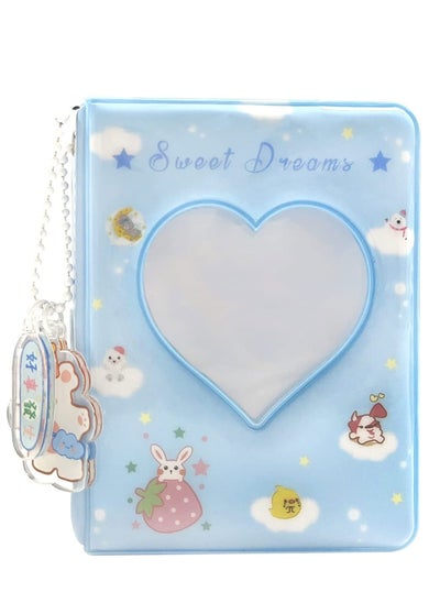 اشتري 3 Inch Mini Photo Album Heart Hollow Card Binder Kpop Holder For Collecting Picture Name ID Business Cards Photos 40 Pockets Blue في الامارات