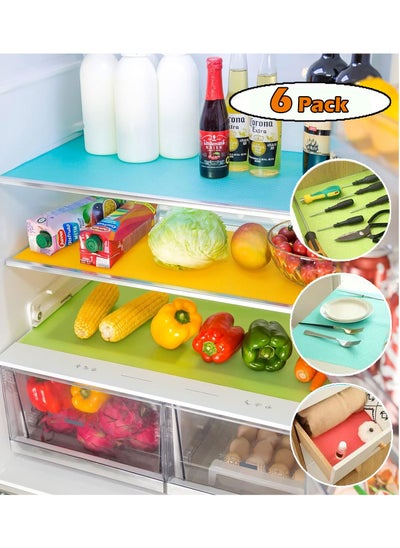 Buy 6 Pieces Refrigerator Liners for Shelves, Washable Refrigerator Mats, Kitchen Cover Pads for Shelves, Cupboard, Freezer, Table Mat And Cabinet in UAE