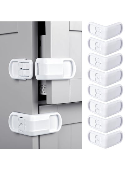 اشتري 8Pcs Children Safety Cabinet Lock Child Proof Lock for Cabinets Drawers Refrigerators Trash Cans Child Safety Oven Adhesive Locks Adhesive Pads Easy InstallationNo Drilling White في السعودية