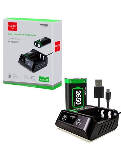 اشتري شاحن حزمة بطارية وحدة تحكم Xbox ، حزمة بطارية قابلة لإعادة الشحن لجهاز Xbox One / Xbox Series X | S / Xbox One Elite مع 2x2650mAh بطاريات قابلة لإعادة الشحن ، مؤشر LED في السعودية
