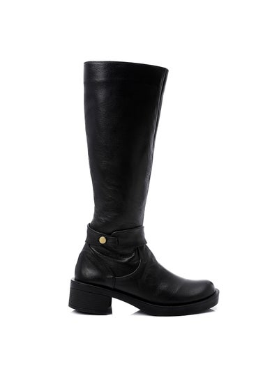 Buy Round Toecap Zipper Knee High Boots - Black in Egypt
