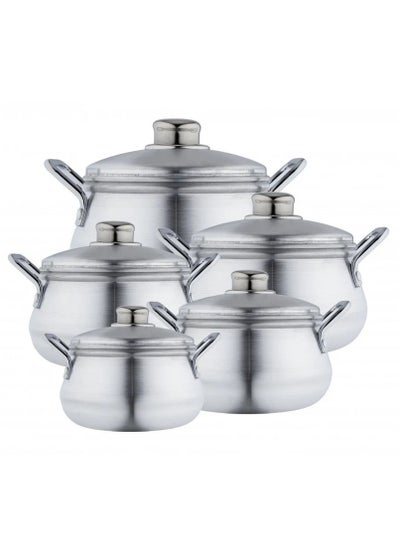 Buy A Set of Aluminum Cooking Pots Consisting of 10 Pieces, 18, 20, 22, 24, 28 cm from Al Saif in Saudi Arabia