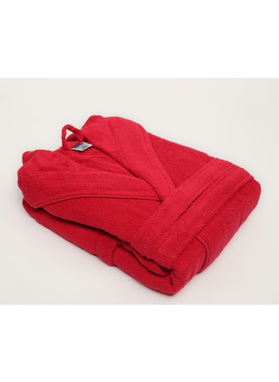 Buy Bathrobe - Unisex Adult - ZERO TWIST - 100% Cotton - 550 GSM - 1450 Grams - Luxury Feel - Premium Look - Super Absorbent - Quick Dry - Hood & Pocket - Size EXTRA LARGE - Red Color in UAE