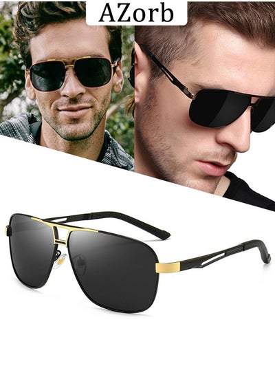 اشتري Polarized Aviator Sunglasses Men Metal Frame Men's Sunglasses Classic Women Sun Glassess Eye UV Protection Shades for Driving Fishing Outdoor في السعودية