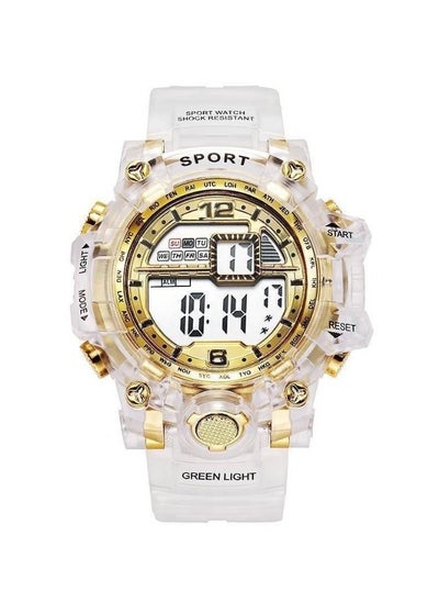 Buy Children's Digital Watch Multifunctional Electronic Watch Alarm Chronograph Luminous Sports White/Gold/Transparent Watch in UAE