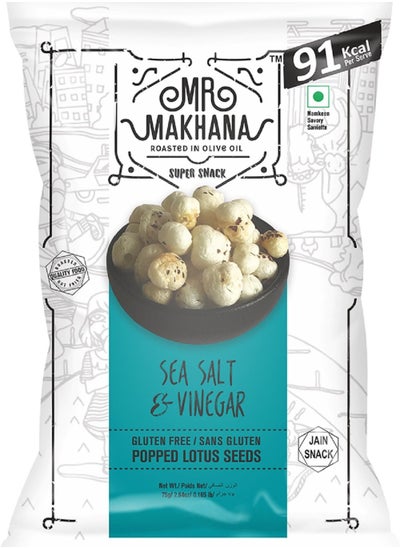 Buy Sea Salt and Vinegar Popped Lotus Seeds 75G Gluten Free Healthy Snacks in UAE