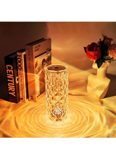 Buy Crystal Diamond 3D Rose Table Lamp with Remote and Touch Control Desk for Bedroom Living room party home décor in Saudi Arabia