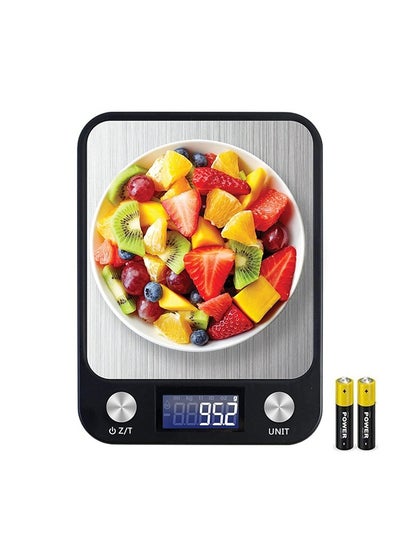 Buy Digital Kitchen Scale Multifunction Food Scale, Touch Button, Ultra Slim with Large LCD Display, 11lb/5kg, 22lb/5kg, Stainless Steel (Batteries Included) (10000g/1g) in UAE