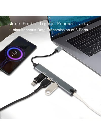 اشتري USB Hub 4-in-1 USB Docking Station with 3.5 mm Audio Headphone Microphone Jack Hub Adapter USB 3.0 Multiport Allocator for Laptop Phone Headphone في الامارات