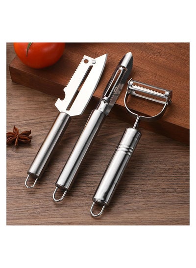 Buy 3pcs Stainless Steel Fruit Vegetable Peeler Slicer Julienne Cutter Multifunction Potato,Carrot Grater Razor Sharp Vegetable Peeler for Kitchen Gadgets in Saudi Arabia