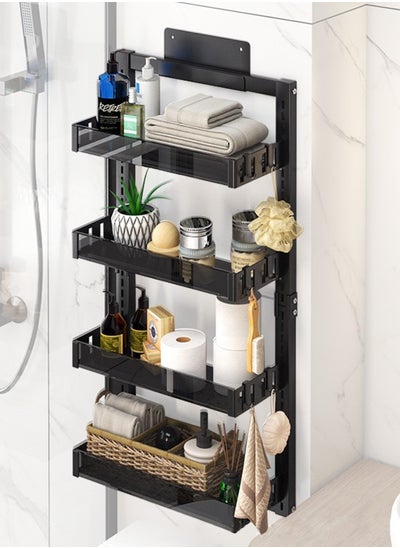 Buy Shower Caddy Wall Shelf Shower Shelf with Hooks Drill Free Bathroom Storage Organizer Shelf in Saudi Arabia