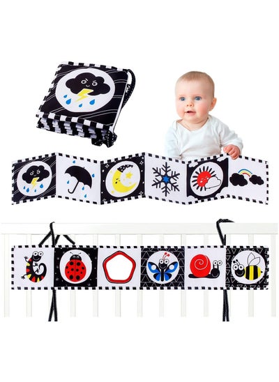 اشتري Tummy Time Toys for Babies 0-6 Months, Black and White High Contrast Baby Book for Newborns 0-3 Months Brain Development, Baby Mirror Crib Toy, Sensory Educational Gift for Infant Boys Girls في الامارات