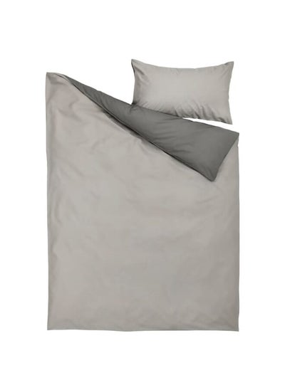 اشتري Duvet Cover And Pillowcase, Grey/Dark Grey, 150X200/50X80 Cm في السعودية