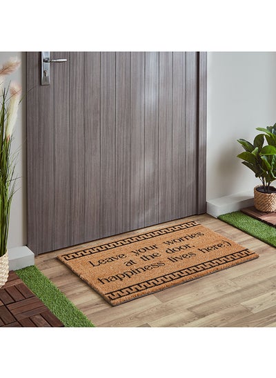 Buy Happiness Printed Coir Doormat with Latex Back 60 x 90 cm in UAE