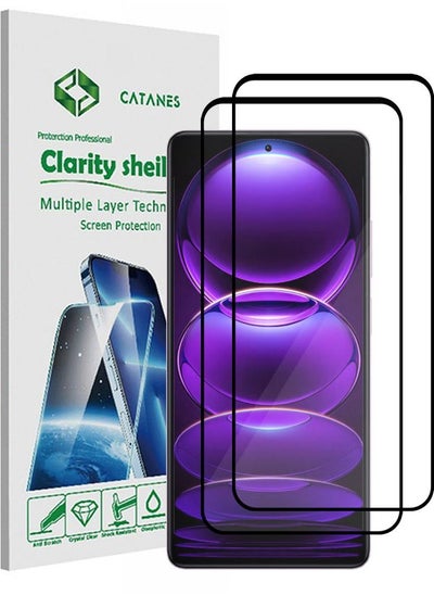 اشتري 2 Pack For Xiaomi Redmi Note 12 4G Screen Protector Tempered Glass Full Glue Back في الامارات