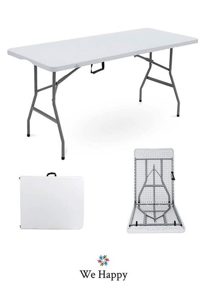 Buy Plastic Folding Table Heavy Duty Table for Indoor Outdoor Parties, Picnic, Camping, Wedding BBQ Catering, Garden Dining Fold-In-Half Portable Utility Table White 122 CM in UAE