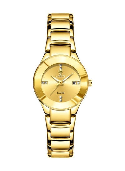 اشتري ساعة انالوج بعقارب كوارتز ستانلس ستيل مقاومة للماء للنساء ذهبي في السعودية