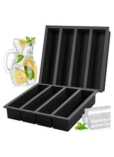 Buy Silicone Ice Cube Trays for Large Whisky and Collins Ice, 2-Piece Set, Also Ideal for Butter Molds in UAE