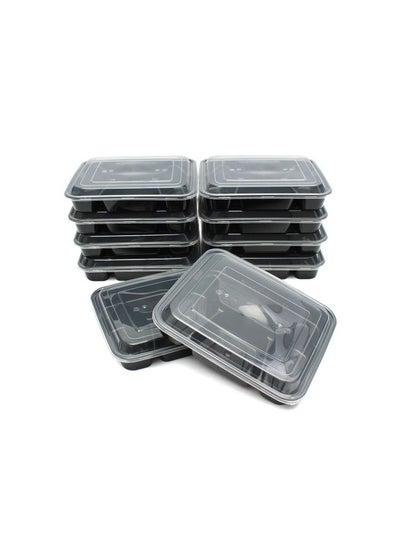 Buy 10-Piece Rectangular Disposable Food Container With Lid Black 16x22.9x5.3cm in Saudi Arabia