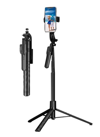 Buy Selfie Stick Tripod,175cm Extendable Phone Tripod Stand for iPhone/Android Phone,Camera Connector Kit,with Bluetooth Wireless Remote Control,Compatible with All Kinds of Mobile Phones in UAE