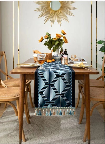 اشتري Ethnic Pattern Embroidery Runner Weave Tassel Tablecloth Table Runner for Coffee Table Dining Table TV Cabinet 180 x 35 Centimeter في الامارات