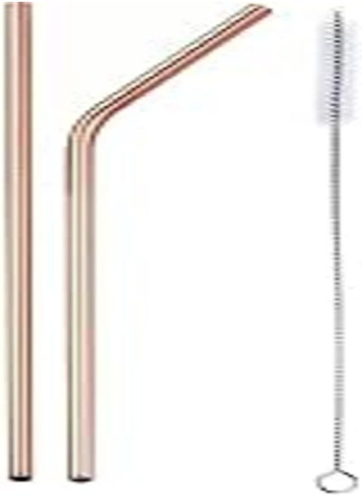 اشتري Stellar Stores Stainless Steel Reusable Straws for Juices, Cold Beverages, Shakes, Drinkware, Eco Friendly, Reusable, For Party, Great Gift, Set of 3 (Rose Gold) في مصر