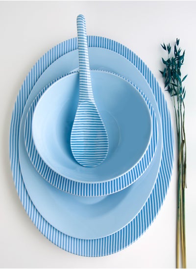 Buy 38 Pieces Pure Melamine Set Round Mix Striped -Sky Blue in Egypt