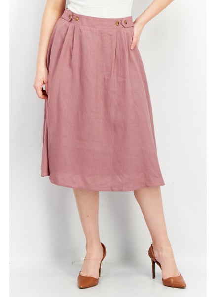 اشتري Women Plain Midi Skirt, Pink في الامارات